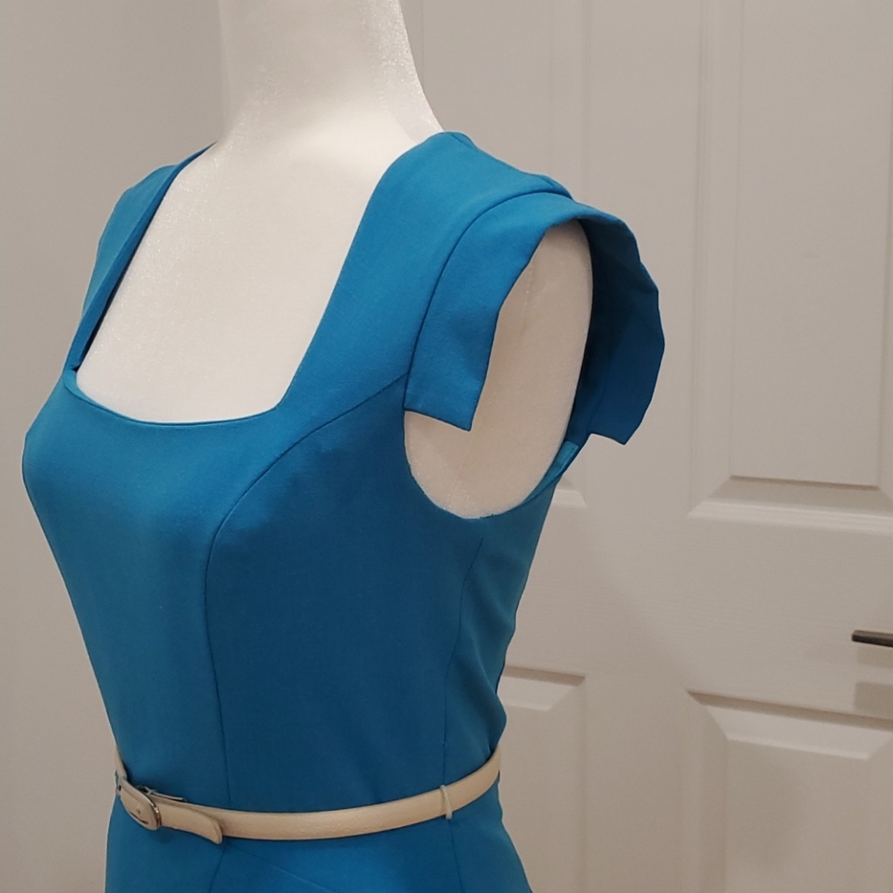 Turquoise Blue Jackie O Style Dress